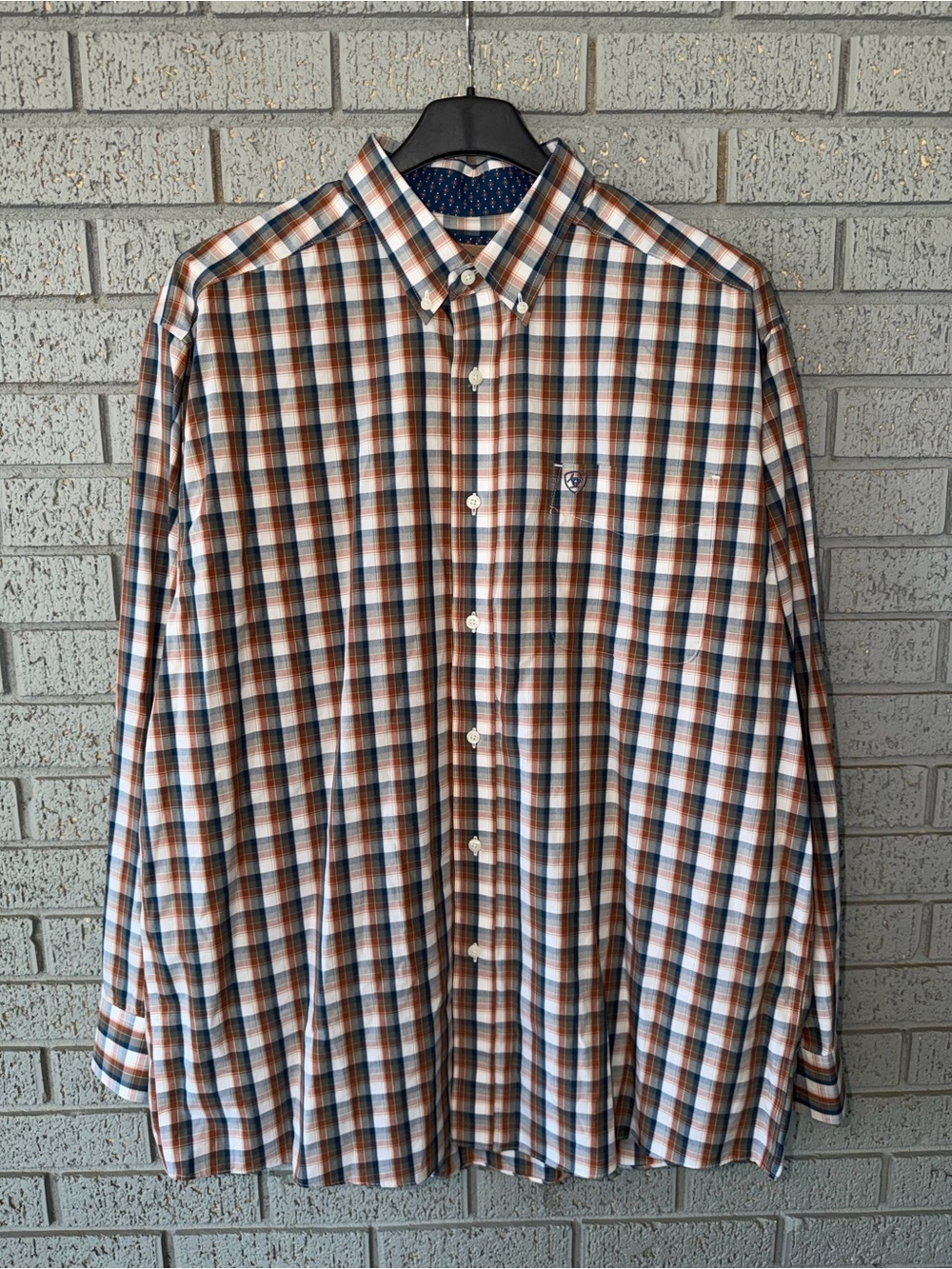 Ariat Wrinkle Free Button Down Plaid Shirt Mens Size XL Long Sleeve Western Fall